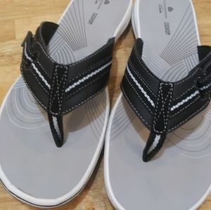 Clarks Cloudsteppers Flip Flop Black Sz10